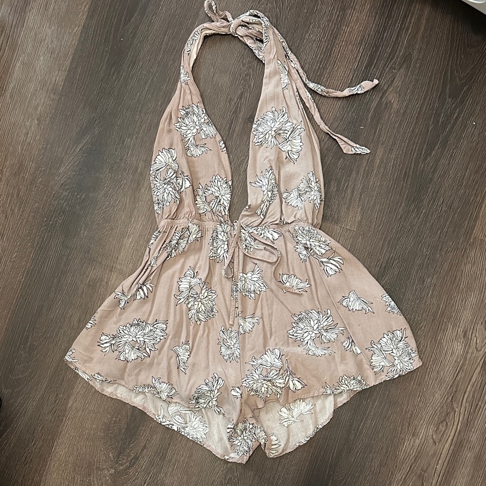 Tobi Floral Backless Halter Dress - Soft Pink